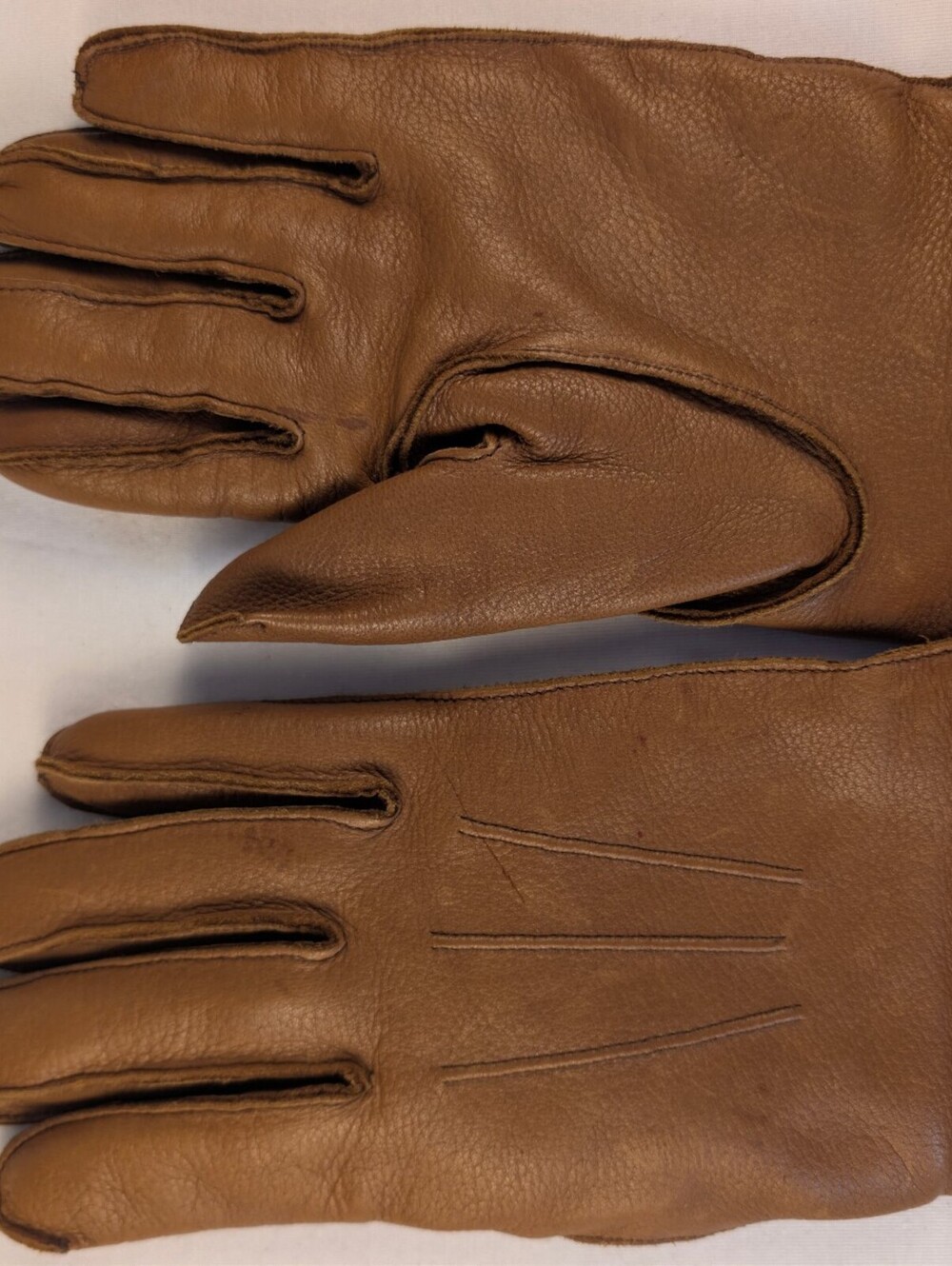 Vintage Brown Leather Gloves with Removable Knit Liner